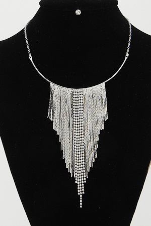 Cascading Rhinestone Choker Necklace Set 6ABC2